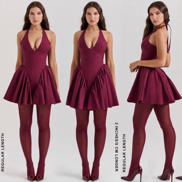 House of CB 'Valentia' Windsor Wine Mini Dress NWOT - Picture 5 of 8